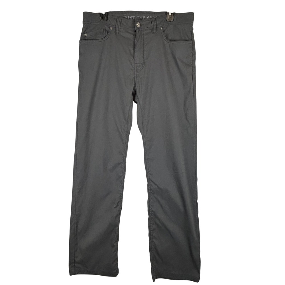 Prana Brion Mens 36x32 Charcoal Gray Stretch Hiking Pants Straight L